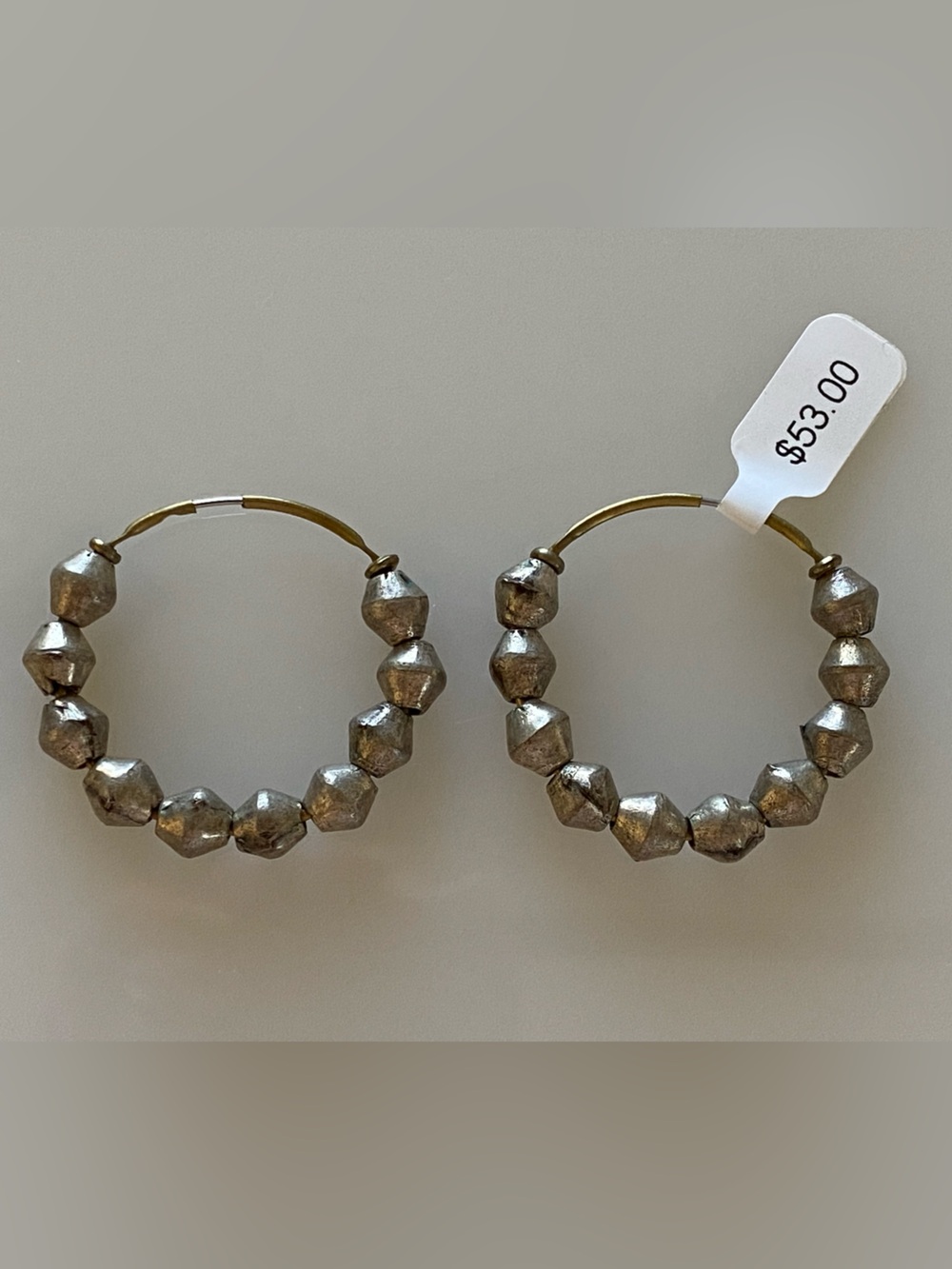 Brass & Silver Hoop Earrings